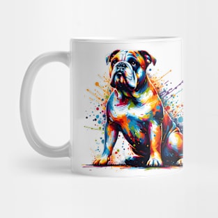 Colorful American Bulldog in Abstract Splash Art Style Mug